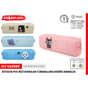 Astuccio in PVC rettangolare con Design animale con 1 cerniera - Product Image 1