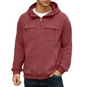 Ropa DE TRABAJO personalizada para hombres Sudadera con capucha con cremallera de cuarto Jersey táctico Casual Gym Fit Hoodie - Product Image 5