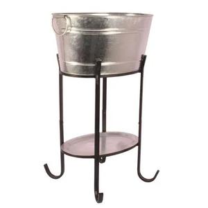 Sunnydaze Pebbled Ice <b>Bucket</b> <b>Drink</b> Cooler With Stand And Tray For Parties - Product Image 2