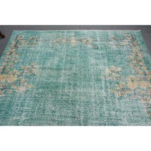 Alfombra de 6.6x9.8 pies, Alfombra Turca Vintage, Alfombra con Borde Verde - Product Image 4