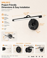 Lot de 2 lampes murales LED pour tableaux, avec variateur tactile et télécommande, idéales pour les projets de galeries et d'hôtels