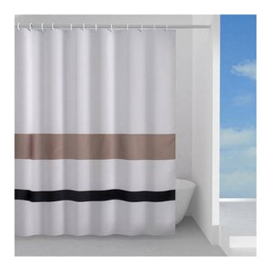 Cortina de Ducha de Tela LIVING Blanca, Marrón y Negra TTE 1323 1230 (120x200cm) para Gedy - Product Image 1