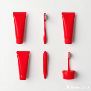 Elegant Red Hotel Toothbrush Kit | Minimalist Oral Care Set with <b>Toothpaste</b> and <b>Travel</b> Case 50 Box Customize - Product Image 2