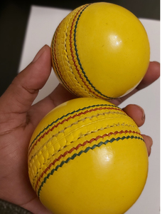 SUMROOS Leather Cricket <b>Ball</b> Indoor Yellow Color Hard And Seasoned Hand Stitched & Leather Cricket <b>Ball</b> Indoor Yellow Color - Product Image 2