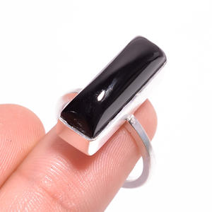 แหวนพลอยโอนิกซ์สีดำเงิน925คุณภาพสูงเครื่องประดับแต่งงานแบบคลาสสิกตัดเป็นรูปสี่เหลี่ยมผืนผ้าของขวัญวันครบรอบ - Product Image 3