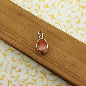 ทำด้วยมือ925จี้เงินแท้คุณภาพดีพลอยคาร์เนเลี่ยนทรงวงรีมีเพชรดีไซน์เครื่องประดับที่ไม่เหมือนใครด้านหลังเรียบ - Product Image 5