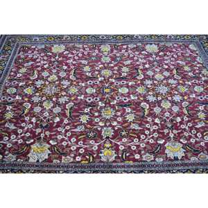 Alfombra de área grande turca vintage, diseño de retazos rojo y azul clásico, material de lana de 6,3x9,3 pies, respaldo de látex, Alfombra de estilo rectangular para habitación - Product Image 5