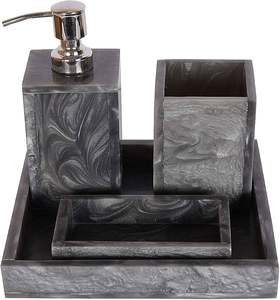 Ensemble de quatre pièces de salle de bain en résine dorée de haute qualité pour organiser les accessoires de salle de bain comme le savon à la brosse pour le visage e.t.c - Product Image 2