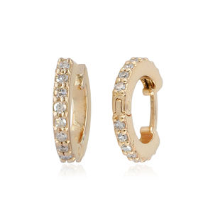 ต่างหูห่วงมินิมอลทองคำแท้ 14k ประดับเพชรแท้ งานแฮนด์เมด เครื่องประดับคุณภาพ ขายส่ง - Product Image 3