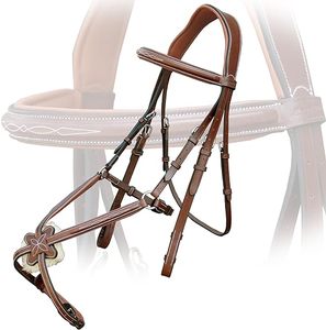 Confortable large oreille libre forme anatomique Mono couronne pièce fantaisie cousue Figure 8 muserolle rembourré bride anglaise et rênes en caoutchouc - Product Image 5