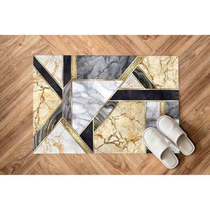 Tapis en marbre gris et jaune, tapis en marbre de luxe, tapis imprimé, tapis en velours - Product Image 5