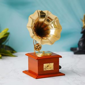 Hand-Crank Wooden <b>Music</b> <b>Box</b> Square Gramophone Showpiece with Sparkle Effect Made of Metal Perfect Toy for <b>Music</b> Lovers - Product Image 1