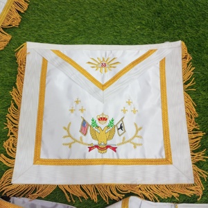 Tablier du 33e degré du Rite écossais avec poignets et col, broderie dorée, ailes - Product Image 6