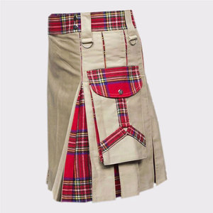 Kilt utilitaire hybride kaki pour homme avec poches cargo, motif tartan Royal Stewart, collection 2026 - Product Image 2