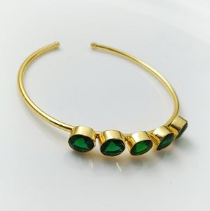 กำไลข้อมือทองอัญมณีมรกต5ชิ้นเครื่องประดับแฟชั่นหรูหราสำหรับผู้หญิง - Product Image 5