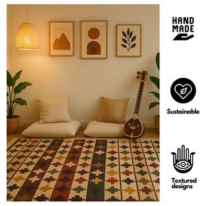 Tapis noué en coton bio de luxe tissé à la main, personnalisable, rectangulaire, pour intérieur, tapis de salon moderne, tapis de chambre à coucher, ensembles de tapis - Product Image 2