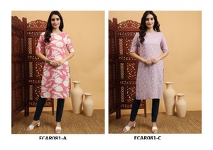 Prix usine direct rayonne coton Kurti pour les femmes confortable doux teint uni avec impression numérique usure quotidienne avec touche indienne - Product Image 6