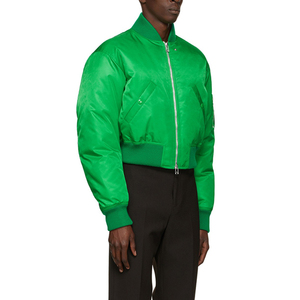 Personalizado Varsities chaquetas de béisbol de nailon poliéster vuelo bombardero chaqueta impermeable invierno recortada gruesa verde hombres chaqueta de satén - Product Image 6