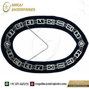 MASTER MASON BLUE LODGE PLATA METAL 12 CADENA COLLAR MASONIC REGALIA Masonic Shrine Collar de cadena - Product Image 6