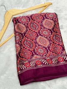 new Soft Gajji <b>Silk</b> Ajrakh With Bandhej Saree Lagdi pure Gajji Soft <b>Silk</b> saree fancy saree - Product Image 3