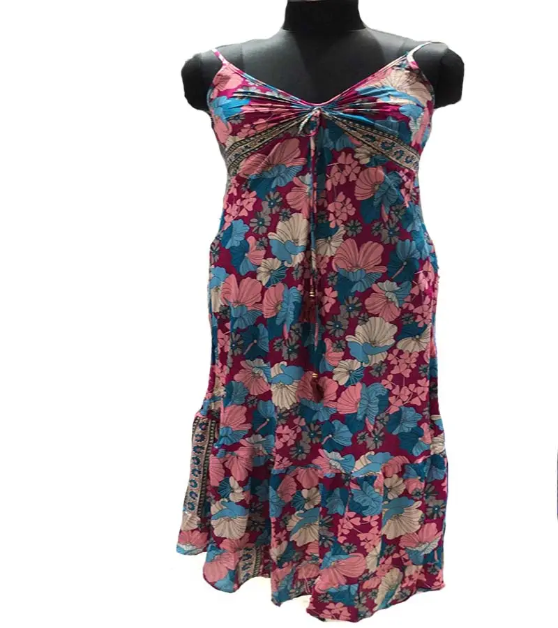 New Sari Silk Mix Fabric Print Summer Wear Long Dress For Women Wholesale Supply GC-AP-892 Boho Fashion style