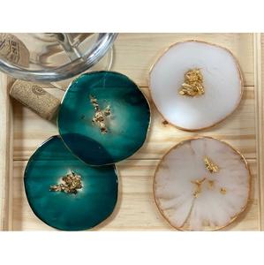 Juego de posavasos artesanales de epoxi para mesa de café, decoración del hogar, arte en epoxi, posavasos redondos para bebidas, para bar, cocina, regalo de inauguración, decoración del hogar. - Product Image 1