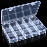 Boîte de rangement pour bijoux en plastique transparent à 18 compartiments, couvercle à loquet, passe au lave-vaisselle, pour perles, artisanat, petites pièces, 19,3x10,6x2 cm