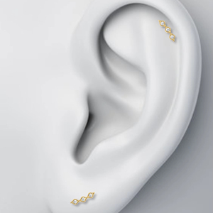 Luxury Curve Cartilage <b>Climber</b> <b>Earrings</b> 14K Solid Gold VVS DEF Real Lab Grown and Natural Diamonds IGI Certified Dropshipping - Product Image 2
