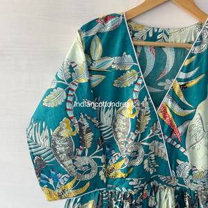 Vestido de algodón con estampado de mono de bosque a la moda, vestido de patinadora hecho a mano para mujer, ropa de fiesta a precio de lote - Product Image 3