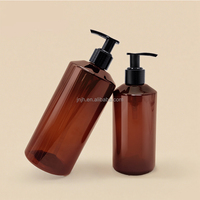 Épaule plate ronde Boston 100ml-500ml Bouteilles de shampooing lotion ambre en plastique PET cosmétique