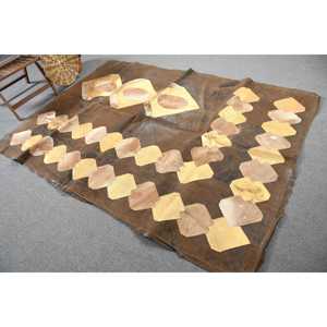 5.6x7.9 ft Rug, Vintage Turkish Rug, <b>Brown</b> Floral <b>Wool</b> Rug - Product Image 1