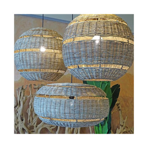 Abat-jour rond rustique en rotin lustre vietnamien rustique suspendu pendentif décoration de plafond pour hôtel Resort café - Product Image 1