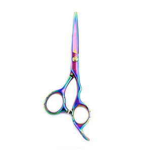 กรรไกรตัดเหล็กแบบมืออาชีพพร้อมใบมีดไทเทเนียมหลายสีที่ปรับได้สกรูตรงสำหรับตัดผมและแต่งผม - Product Image 5