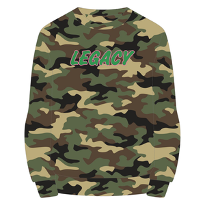 Sudadera con Cuello Redondo Camo 08 Legacy, Ropa de Hermandad Griega, Sudadera Rosa y Verde para Mujer, Ropa Casual de Hermandad Universitaria - Product Image 1