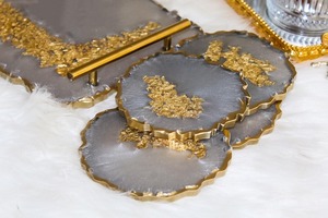 Bandeja de servicio hecha a mano de resina transparente con incrustaciones de pétalos, estilo de fruta, tamaño personalizable/Logotipo para el hogar/decoración de boda-Aaliyan Impex - Product Image 5