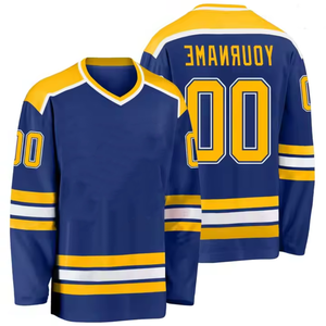 Maillot de hockey sur glace personnalisé pour hommes et femmes, uniforme d'équipe, tissu respirant durable, antibactérien, séchage rapide, taille personnalisable - Product Image 1