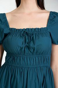 Vacaciones de verano 100% rayón señoras Maxi Vestido Mujer Casual manga corta cuello cuadrado playa Midi vestido para mujer - Product Image 6