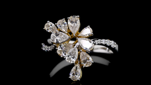 แหวนเพชรทรงมาร์ควิสและทรงลูกแพร์ที่ได้รับการสร้างขึ้นในห้องปฏิบัติการสำหรับผู้หญิง |   เครื่องประดับแฟชั่นสำหรับใส่ลำลอง - Product Image 4