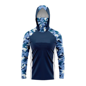 Vente en gros de sweat à capuche de protection solaire haute performance séchage rapide manches longues jaune camouflage design maillot de pêche UPF 35 100% polyester - Product Image 5