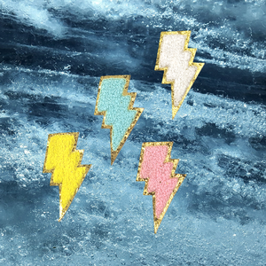 Parche de Tela Chenille Bordado a Mano con Rayo Colorido, Aplique de Felpa con Adhesivo para Prendas y Sombreros - Product Image 1