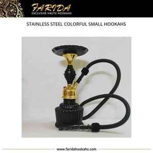 Venta al por mayor de cachimbas pequeñas de acero inoxidable portátil egipcio conjunto de cristal de colores con laca técnica competitiva precio de fábrica - Product Image 4