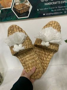 Custom Design Straw House <b>Slippers</b> Made in Vietnam Natural Woven Fiber Lightweight Footwear Supplier - Product Image 3