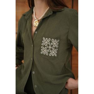 Camisa de pana bordada al por mayor Topshow - [object Object] - Product Image 4