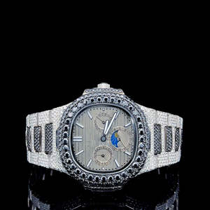 นาฬิกาข้อมือผู้ชายสแตนเลสคุณภาพสูง ประดับเพชรโมอิสซาไนต์ ระบบไขลาน ดีไซน์หรูหรา สไตล์ฮิปฮอป - Product Image 1