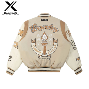 แจ็คเก็ตเบสบอลผู้ชายสุดหรูแบบขายส่ง ผ้าแคนวาส ปักตัวอักษร สไตล์สตรีทแวร์ ปรับแต่งได้ ระบายอากาศดี เหมาะสำหรับฤดูหนาว - Product Image 2