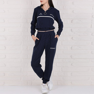 Custom Logo High Quality Jogger Gym Crop <b>Top</b> Oversize Casual Hoodie Sweatshirt Two Piece Winter <b>Warm</b> Sets <b>Women's</b> Clothing - Product Image 3