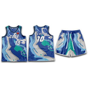 Ensemble de shorts en jersey réversibles à col en V personnalisés séchage rapide 100% uniforme de basket-ball respirant en maille de polyester - Product Image 6