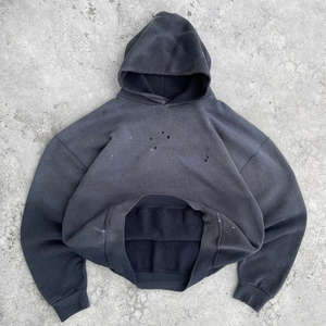 Sudadera con capucha con estampado de lavado ácido de lujo de gran tamaño para hombre de algodón pesado logotipo personalizado patrón sólido temporada de invierno polar sin cuerda - Product Image 1