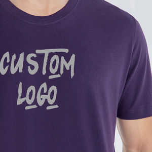 T-shirt à col rond de haute qualité OEM T-shirt violet en coton uni T-shirt unisexe T-shirts pour hommes T-shirts sérigraphiés personnalisés - Product Image 6