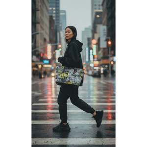 Borsa tote in pelle con cerniera e rivestimento in poliestere, modello Statement Graffiti - Product Image 2